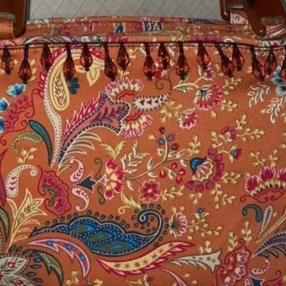 Talbots Purse Paisley faux Tortoise Shell handles & Beads - Picture 4 of 13